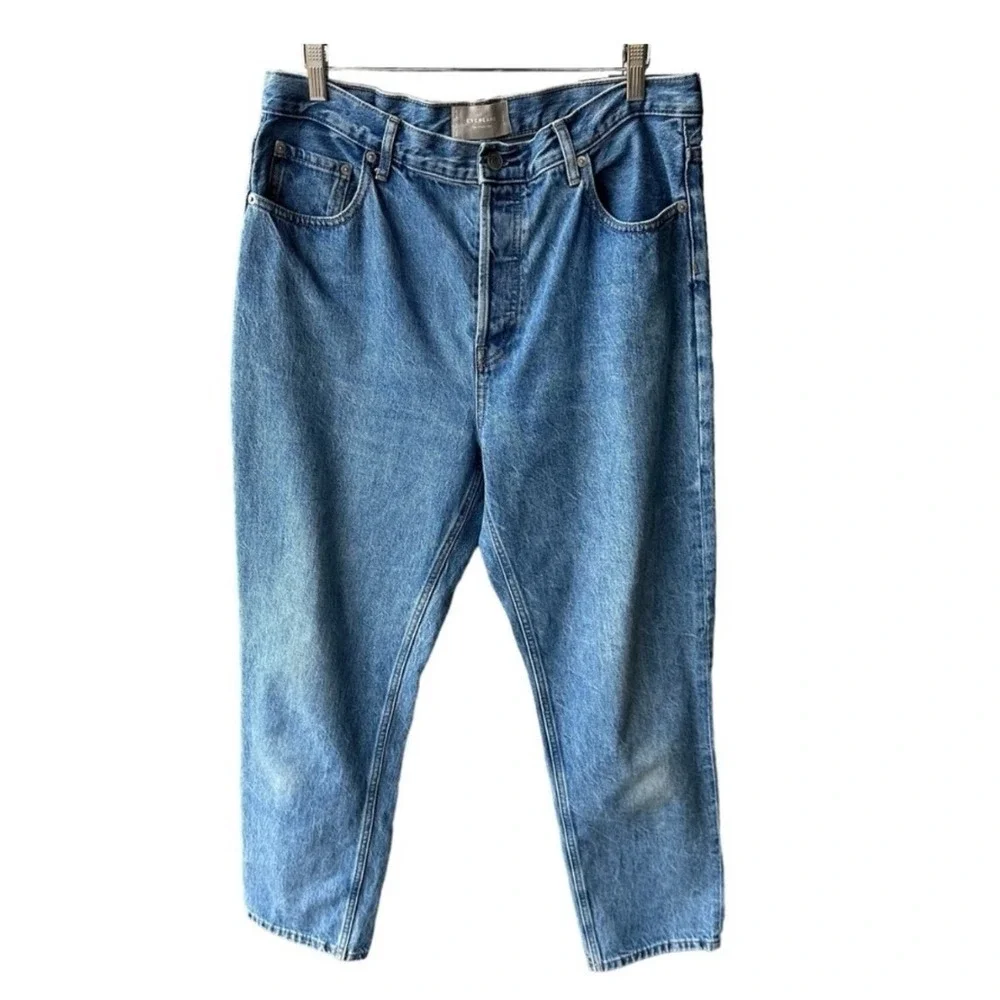 Everlane The Cheeky Jeans High Rise Straight Leg Medium Blue Wash Denim Size 31